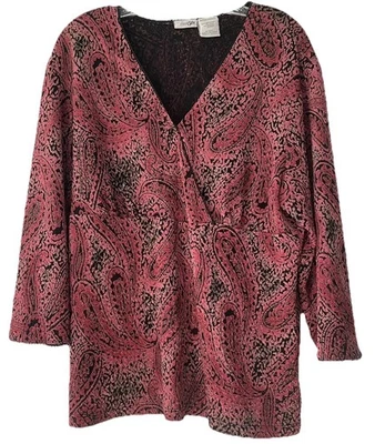 East 5 женщин размер XL пейсли печать искусственного надежном V шеи эластичный топ рубашка - Изображение 1 из 4