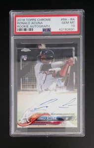 2018 Topps Chrome Ronald Acuna Rookie Auto RC Rookie #RA-RA Braves PSA 10 - Picture 1 of 2
