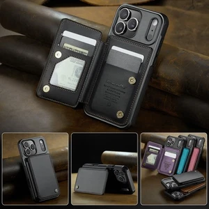 For iPhone 17/17 Pro/17 Pro Max/Air Slim Leather Case Flip Card Slot Phone Cover - Picture 1 of 17