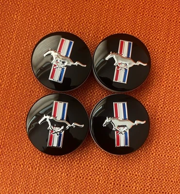 1994-2004 Ford Mustang 60mm Tribar Running Horse Wheel Center Caps - Set of 4 - Image 1 of 4