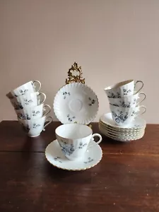 16er Set Vintage Silver Dawn by Kaiser Teetassen & Untertassen blau schwarz rose Blumen - Bild 1 von 12