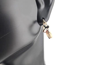Women's 14k Gold Mickey Mouse Cubic Zirconia Novelty Earrings with Hoop Closure - Picture 1 of 9