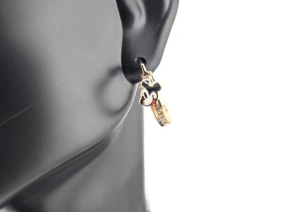 Pendientes de novedad de circonitas cúbicas de Mickey Mouse de oro de 14k para mujer con cierre de aro Foto 1 de 4