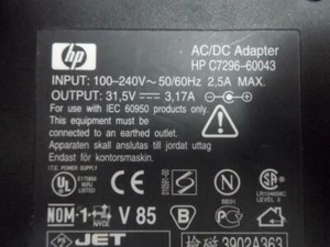 ADAPTADOR AC/DC HP 31.5V 3.17A (C7296-60043 HPC7296-60043-D) USADO - Imagen 1 de 2