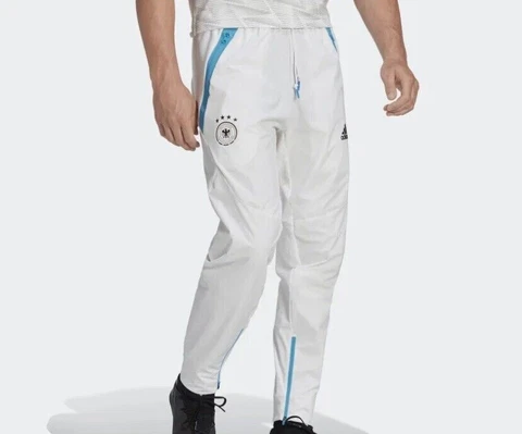 adidas Germany Soccer Game Day Men's Size Medium Travel Pants White IC4376 NWT Cover