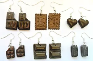 New Unusual Cute Resin Chocolate Pairs of Earrings Six To Choose New - Picture 1 of 7