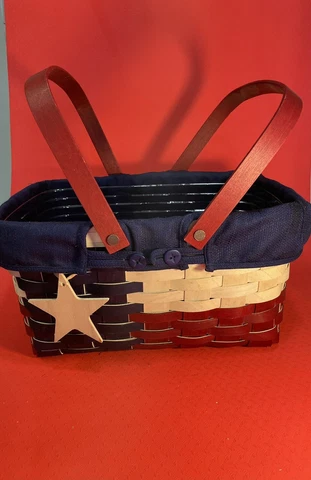 LONGABERGER MARKET BASKET,  TEXAS,  PROTECTOR, 2 STAR TIE-ON'S, 2015 RARE Cover