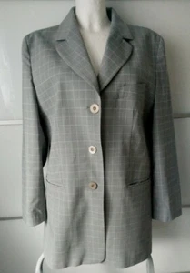 Lange Jacke Blazer Jackett Gehrock Gr 40 / 42 wie NEU in Grau Weiss Kariert - Bild 1 von 3
