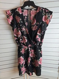 Charlotte Russe Ladies Black Floral Romper Size S Cottagecore Fairy summer - Picture 1 of 8