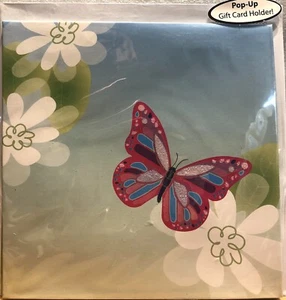3D Pop Up Greeting Card W/ Gift Card Holder- Garden Butterflies - Happy Birth - Picture 1 of 2