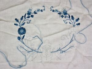 Jacobean Floral Crewel Embroidery Pillow Kit Blue Davenport C Alexander Vintage
