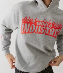 New WORLD INDUSTRIES Hooded Sweatshirt (S) hoodie skateboarding jason lee mullen - Picture 1 of 5