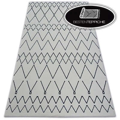 Alfombra Moderna "Guadaña" Micro Blanco Zigzag Etno Mejor Calidad Microfibra Foto 1 de 4