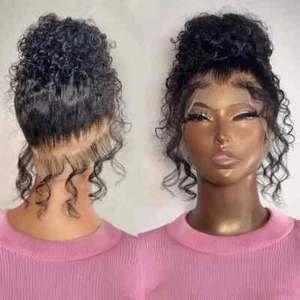 Curly 360 Lace Front Human Hair Wigs Deep Wave 40 Inch 13x6 HD Lace Frontal Wig - Picture 1 of 20