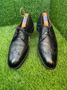 Allen Edmonds Black Nassau Ostendo Sharkskin Wingtip Derby Sz13 Lace Up - Picture 1 of 11