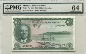 MALAWI 2 Kwacha 1964 P7a PMG CU64 - Picture 1 of 2