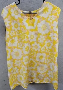 Vtg 60s Groovy Flower Power Phycodelic Mod Scooter go go hippy Tunic Sz L/XL - Picture 1 of 16