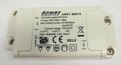PAULMANN Transformador ANWAY Mini AW01-0007A 6 x 1 vatios 350 mA máx. 25 VDC LED Driver A4.1
