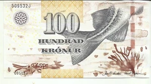 FAEROE FOROYAR ISLANDS 100 KRONUR 2011 P 30. CODFISH. UNC CONDITION. 3RW 27JUN - Picture 1 of 1