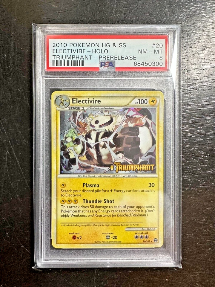PSA 8 NM-MT Electivire Prerelease Holo 2010 Pokemon HG & SS Triumphant #20 - Image 1 of 1
