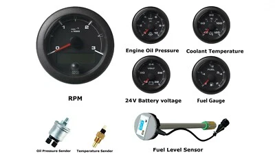 VDO OCEAN LINK SET OF GAUGES 3000 RPM WHITE 24V WITH SENSORS & DUT-E FUEL LEVEL  - Image 1 of 2
