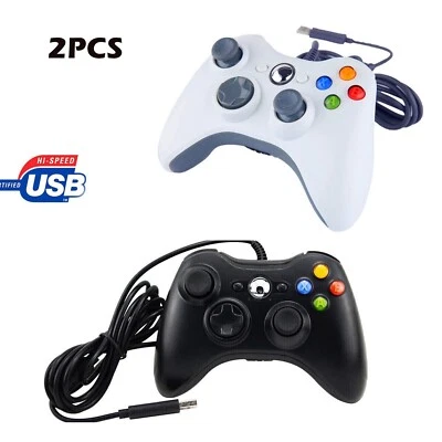 2PCS Xbox 360 Wired Controller for Microsoft Xbox 360 & Slim/PC Windows 10 11 8 - Image 1 of 4
