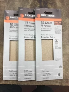 U1405 Black And Decker 1/3 Sanding Sheet Assorted Grit 6 Sheets Lot Of 3 Packs - Picture 1 of 3