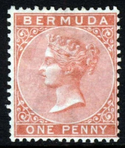BERMUDAS Queen Victoria 1865 Un centavo Rosa Pálida Marca de Agua Corona CC SG 2 COMO NUEVA - Imagen 1 de 2