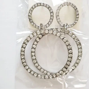 Pendientes colgantes circulares de diamantes de imitación transparentes joyería moda para mujer de la colección Mia - Imagen 1 de 6
