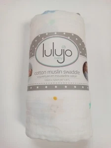 Lulujo Baby Blanket Muslin Swaddle Stars Security Lovey White Green Yellow Red B - Picture 1 of 9