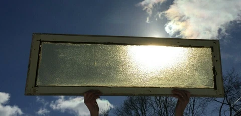 Antique Amber Textured Stained Glass Transom Window Sash 15X48 Vintage 238-19C Cover
