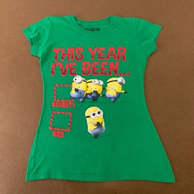 Camiseta Despicable Me 2 Juniors Pequeña Verde Minion Traviesa o Bonita Gráfica de Vacaciones Foto 1 de 4