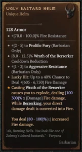 DIABLO 4🔥NEW SEASON🔥Unique Items Ugly Bastard Helm - Picture 1 of 1