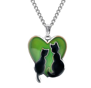 Sea Gems Love Cats Colour Change Mood Necklace / Pendant with 16.5 inch Chain - Picture 1 of 4