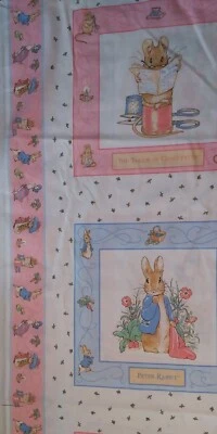 Paneles de tela de algodón de Pascua Beatrix Potter vintage de 1 yarda 4 paneles por Foto 1 de 4