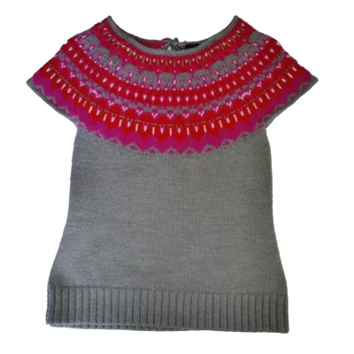 Moda International Sweater XS Cap Sleeve Wool Blend Multi-Color Fair Isle Vtg VS - Image 1 of 4