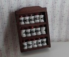 Dollhouse Miniatures Wood Spice Rack with 15 Tiny Labeled Spice Jars 1:12 scale