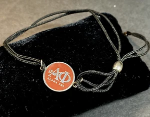 Alex & Ani 925 Sterling Silver Alpha Phi Black Corded Bolo Bracelet 2017 - Picture 1 of 7