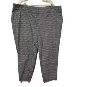Dalia Capri Pants 20W Black White Abstract Geometric Print Stretchy Cotton Blend - Picture 1 of 5