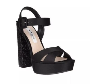 Nina New York Savita Strappy Sandal Women’s High Heels Black Sparkling Heel 8.5M - Picture 1 of 24