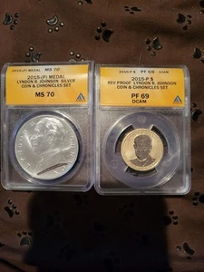 2015 P Lyndon B Johnson, Silver, Coin- Chronicles Set. ANACS Certified MS70&PF68 - Picture 1 of 2