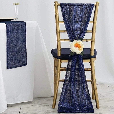 Fajas de silla con lentejuelas premium extra anchas suministros de decoración de eventos para bodas Foto 1 de 2