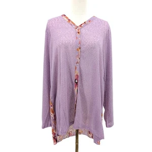 Cárdigan LOGO de Lori Goldstein XL Lila Floral Mixto Medios Boho Capas Nuevo con Etiquetas - Imagen 1 de 11