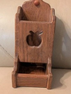 Vintage EICHE STREICHHOLZ SAFE HOLZ REGAL HALTER EICHE Wandbehang HANDGESCHNITZT UNIKAT  - Bild 1 von 8