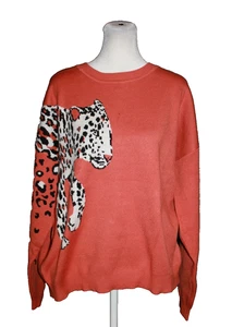 Charlie Charlie Charlotte Orange Rust Sweater Cheetah Print Size Large L NEW - Picture 1 of 2