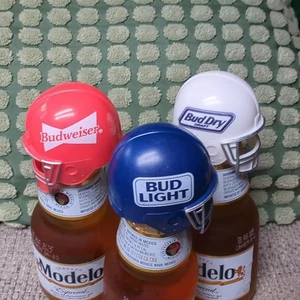 3 90s BUD BOWL Helmets Super Bowl Commercial Budweiser Dry Light Bottle Topper - Picture 1 of 14