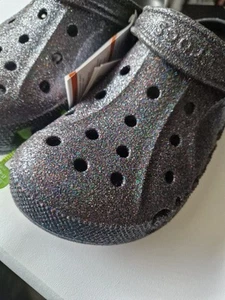 New Womens Black Glittery Crocs Size 10 Uk 7/ 8 - Picture 1 of 7
