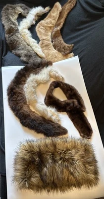 Vintage Genuine Fur Collars Stoles For  Coats Jackets Variety Lot Of 8 Pieces - Image 1 of 4