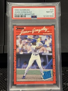 Negativo reverso Donruss #33 Rangers Juan Gonzalez 🔥PSA 8 error RC🔥1990 - Imagen 1 de 2
