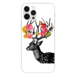 Coque en silicone imprimée compatible Apple iPhone 12 Pro Max Cerf fleurs - Photo 1 sur 6
